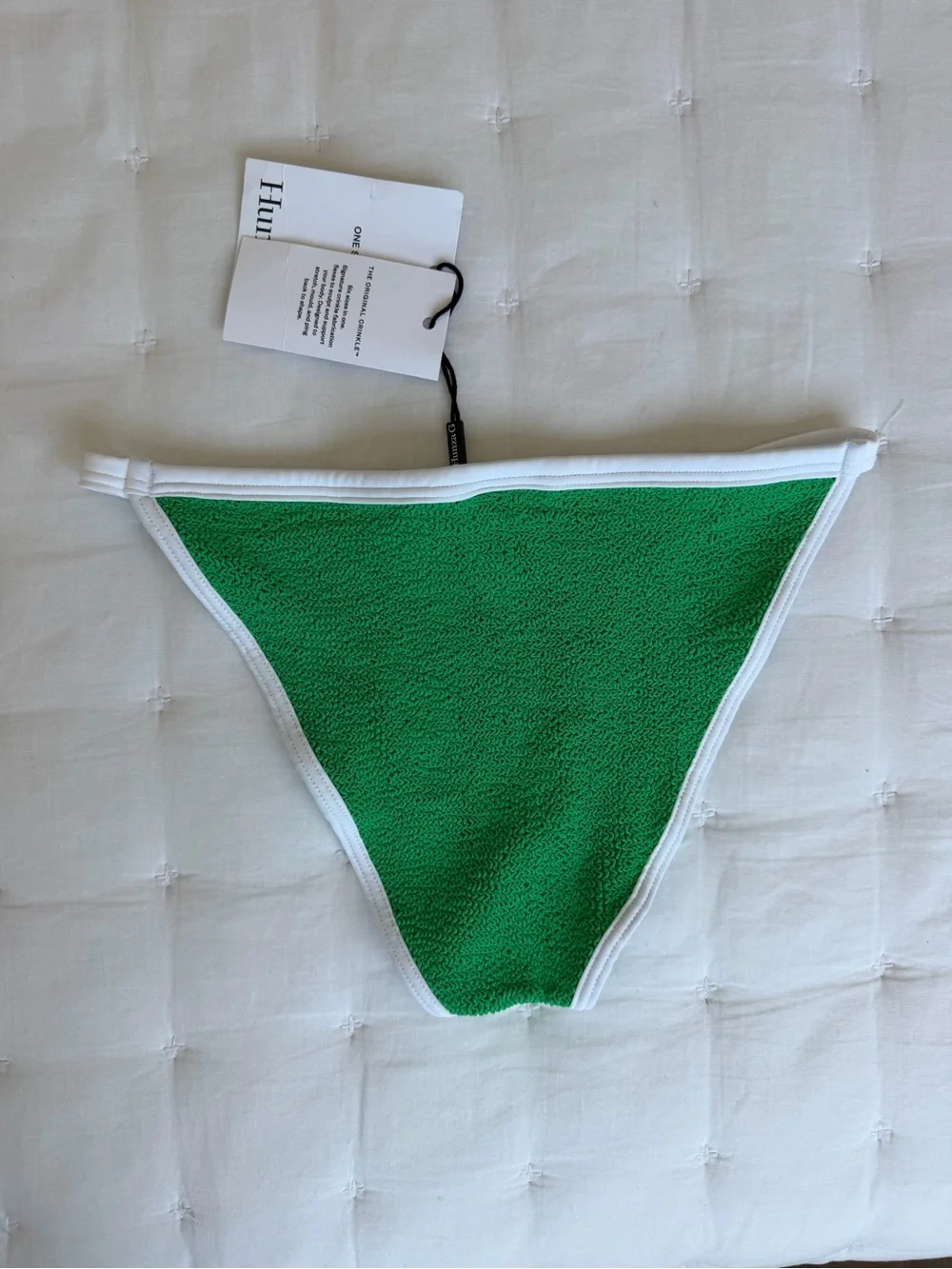 Hunza G NWT Tyler Emerald Green two-tone Original Crinkle™ bikini
